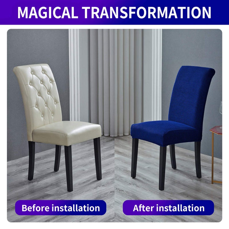 Howhic Stretch Chair Covers for Dining Room Set of 6, Removable Washable Dining Room Chair Covers, Dining Chair Slipcovers Seat Protector, Great for Home Decor and Banquet (Classic Blue, 6 Pack) - Image 5